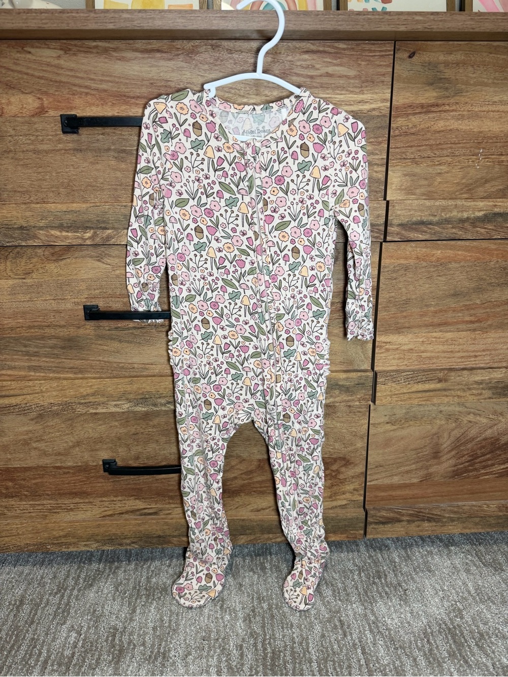 Angel Dear Cream Floral Footed One-Piece Pajamas